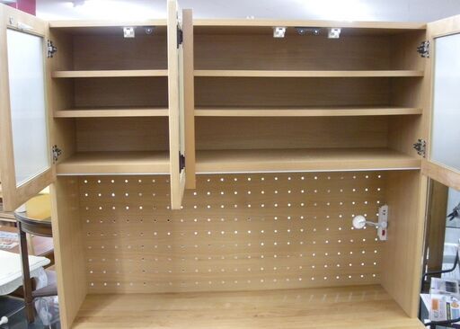 R470 服部家具 キッチンボード、天然木 食器棚、幅120cm USED・美品
